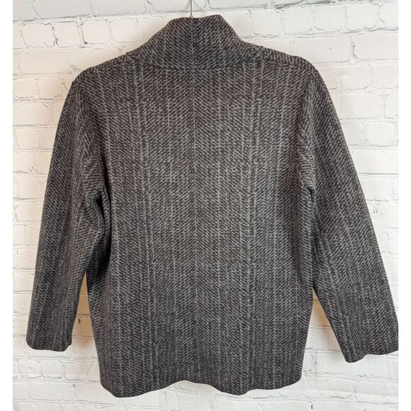 CARLISLE NEW YORK black gray stretch knit full zip high-low jacket blazer size M - Picture 7 of 10